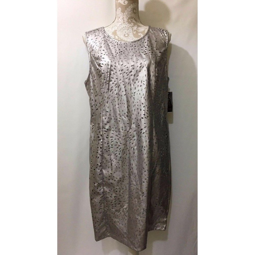 Thalia Sodi Dress Womens Size 16 Pewter Silver Sleeveless Cutout Front New